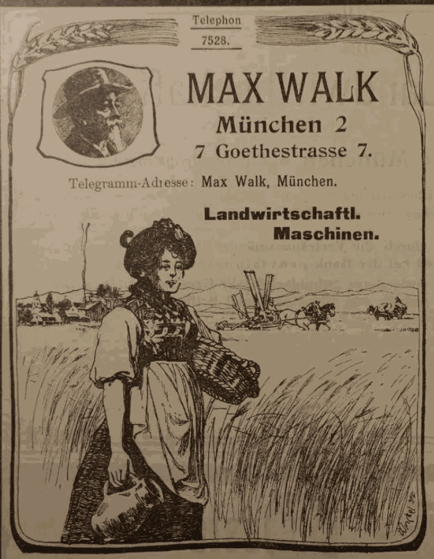 MAX WALK: Anzeige aus dem Jahr 1905